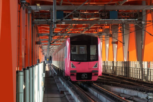 istock Light rail running at high speed in railway bridge, Chongqing, China 1267603963
