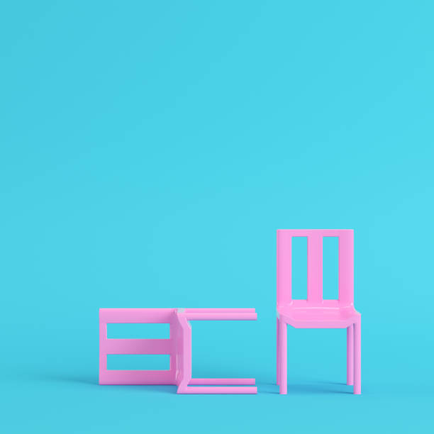 istock Two pink chairs on bright blue background in pastel colors 1267603991