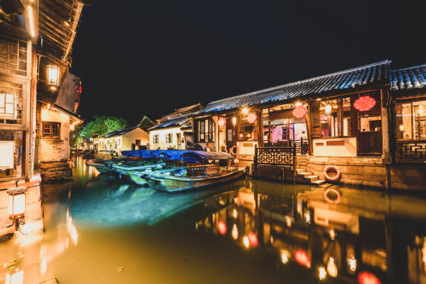 istock Night view of Zhouzhuang Ancient Town 1267604804