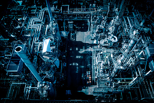 Drone view of Chemical Plant in Tai Po, Hong Kong