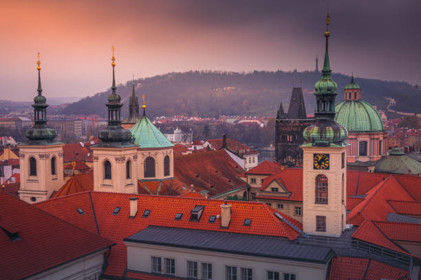 istock Prague panorama from above at gold sunset – Czech Republic 1267608278
