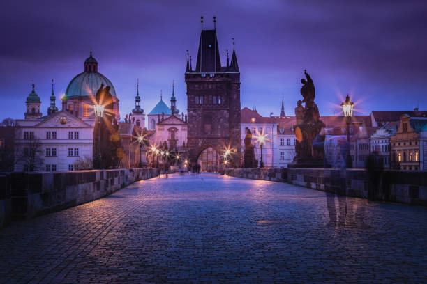 istock Charles Bridge illuminated at dawn – ethereal Prague, Czech Republic 1267610056