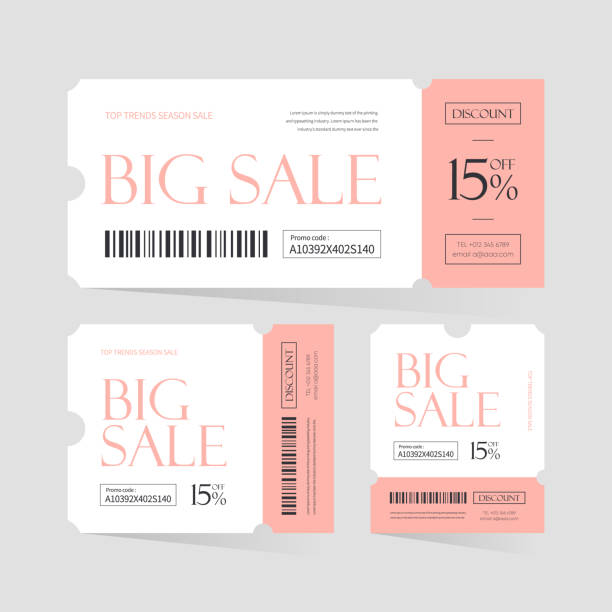 ilustrações de stock, clip art, desenhos animados e ícones de coupon ticket card design. element template for graphic design vector illustration. - coupon