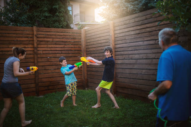 istock Water fight with my family 1267614400