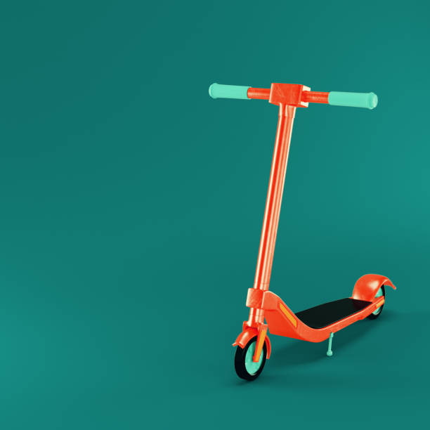 Kickscooter on dark green background stock photo