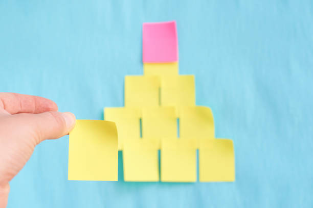 istock Blue background. Yellow stickers. Bright colors. Unusual tree 1267616368
