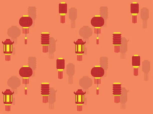 Vector illustration of Chinese Lantern New Year Various Vector Wallpaper-01