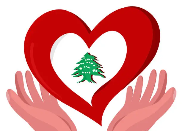 Vector illustration of pray for lebanon