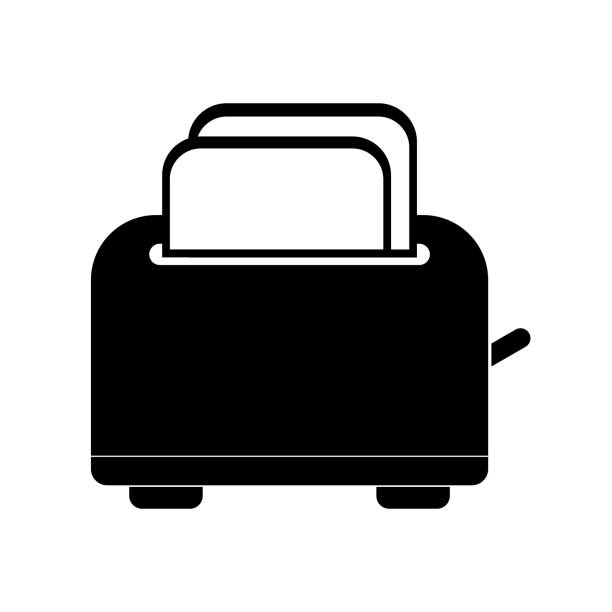 ilustrações de stock, clip art, desenhos animados e ícones de toaster icon in flat style vector illustration. - torradeira