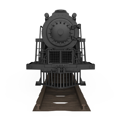 Old Steam Locomotive isolated on white background. 3D render