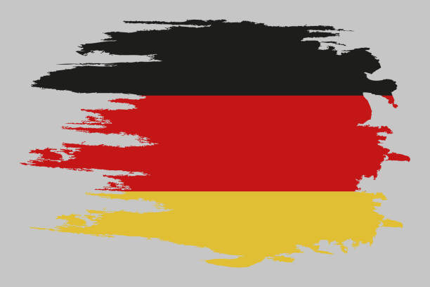 istock German flag. Brush painted German flag. Hand drawn style illustration with a grunge effect and watercolor. German flag with grunge texture. Vector illustration. 1267625527