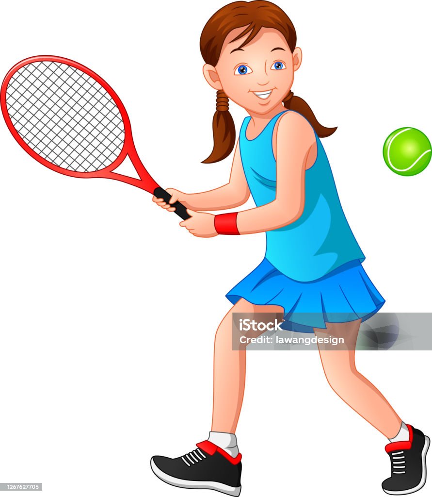 Ilustración de Chica De Dibujos Animados Jugando Al Tenis y más Vectores  Libres de Derechos de Tenis - Tenis, Jugar, Viñeta - iStock