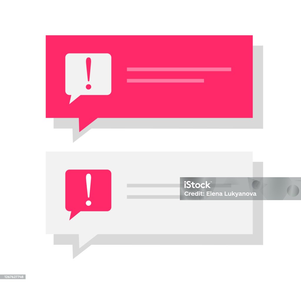 Warning Or Message Warning Notice Message Push Notification Vector Caution Attention Error ...