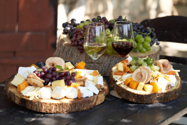istock Wine and snack set. Antipasto and catering table 1267629250