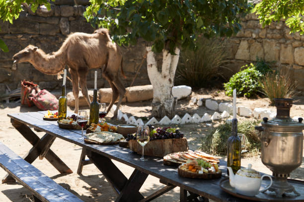 istock Wine and snack set. Antipasto and catering table 1267629300