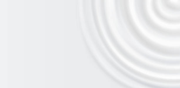 istock Wavy circular pulsation of milk, water. Splash from falling drop of dairy products, cosmetic creams. Swirl drop of liquid, top view. 1267634201