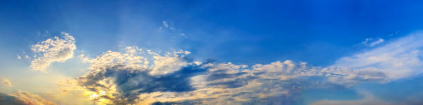 istock Twilight panorama sky background with colorful cloud in dusk. 1267635221