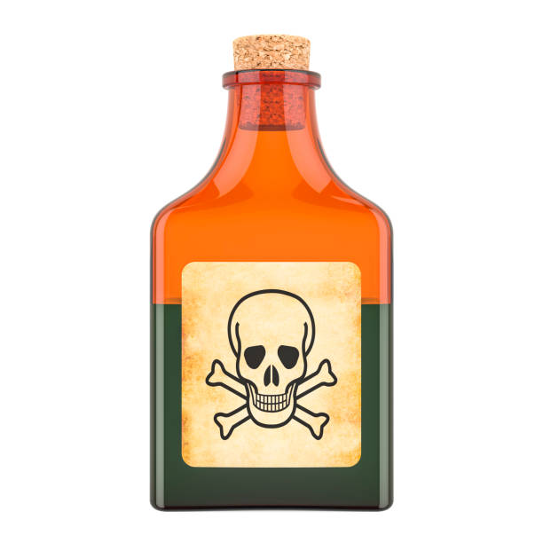 istock Poison bottle with cork, 3D rendering isolated on white background 1267648967