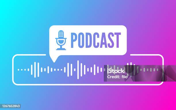 Podcast Sound Audio Wave Design - Immagini vettoriali stock e altre immagini di Podcasting - Podcasting, Icona, Microfono