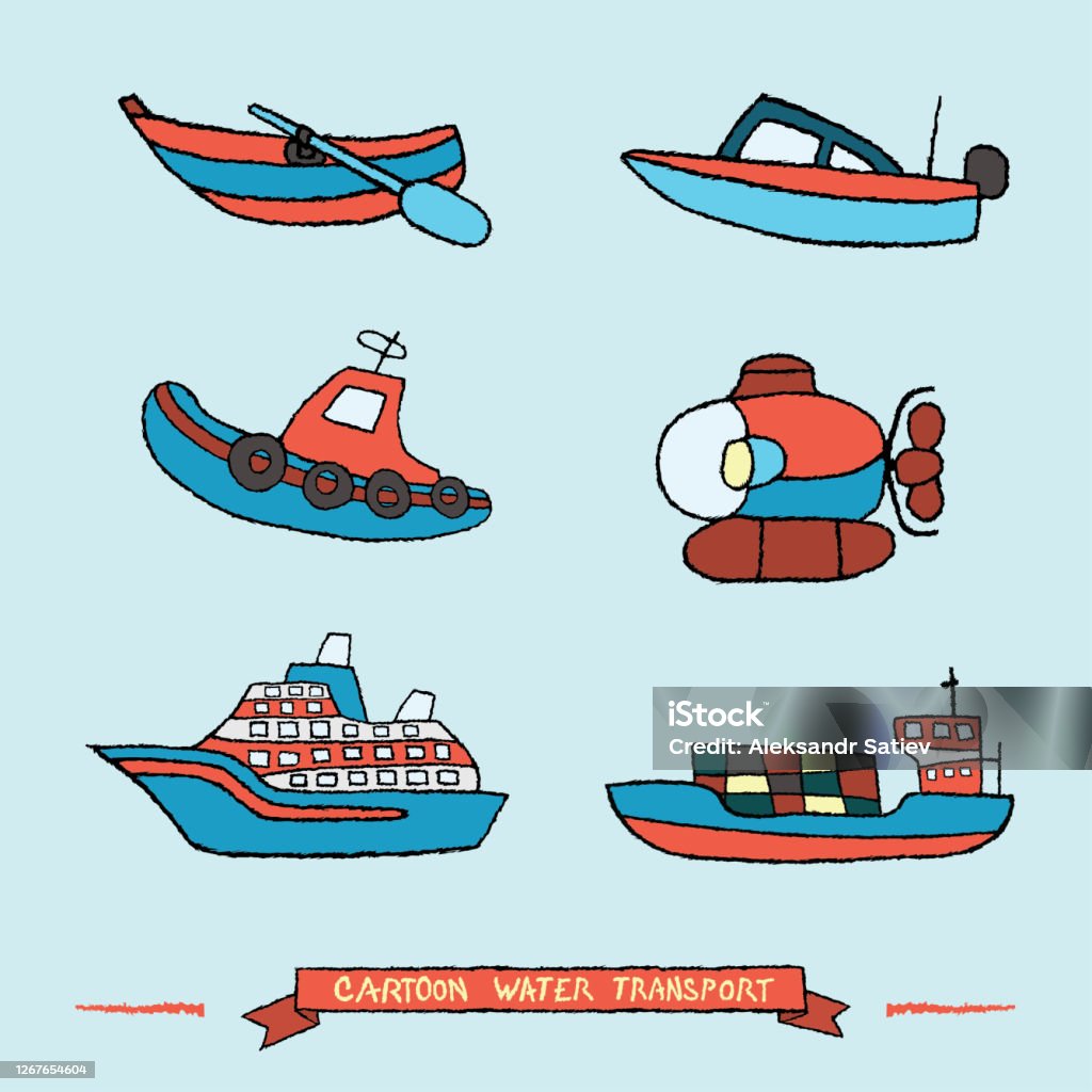Cartoon Water Transport Stock Illustration - Download Image Now - Art,  Cargo Container, Carriage - iStock