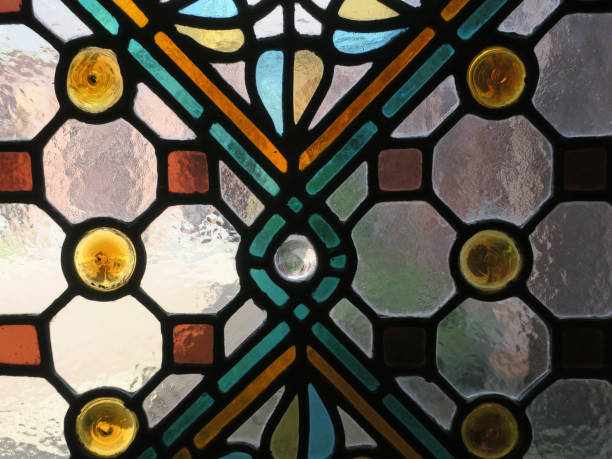 istock detail of multicolored stained glass window with a geometric pattern 1267656825