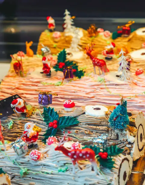Photo of Colourful yule log christmas cakes