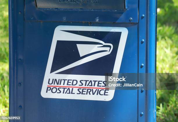 Mailbox Close Up Stock Photo - Download Image Now - United States Postal Service, Blue, Broken