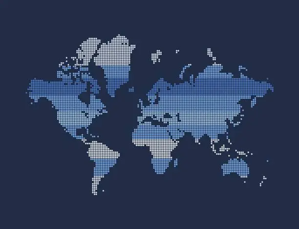 Vector illustration of Vector dotted world map