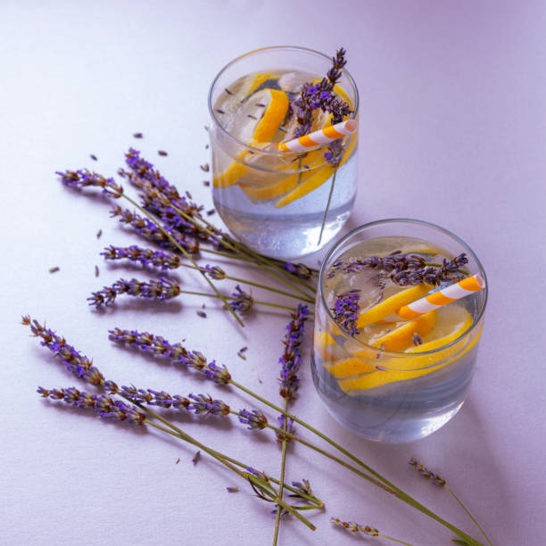 istock Lavender lemonade in glass jars with flowers 1267662120
