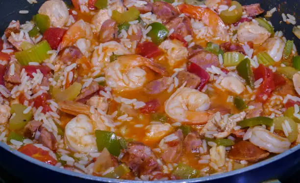 Photo of Shrimp Creole traditional southern American cuisine on the tabletop