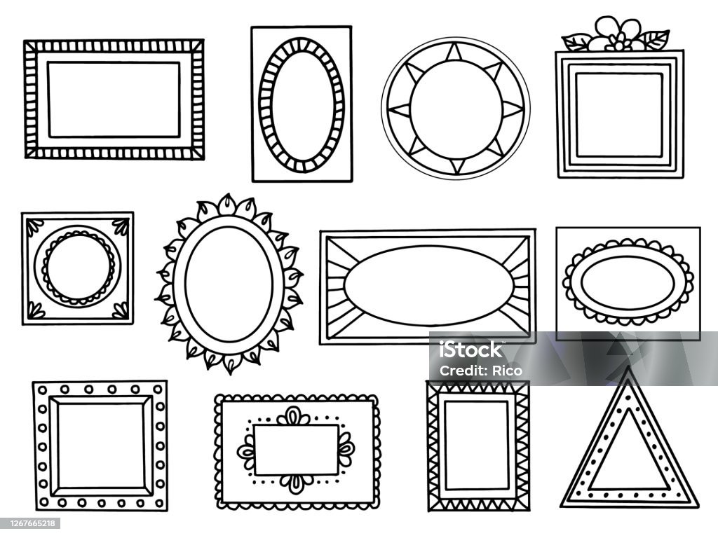 Frame Hand Draw Hand Drawn Frame Set Vector Illustration Stock Illustration - Download ...