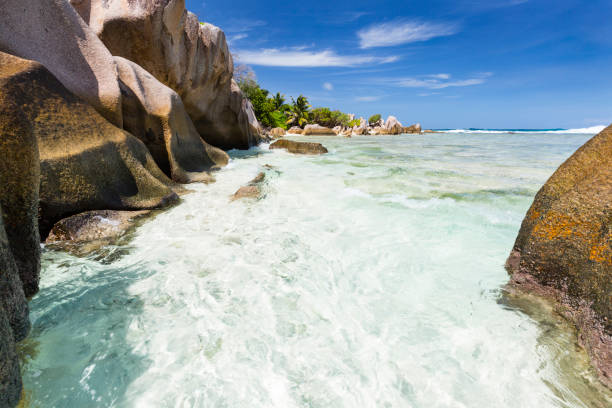 istock Granite Rocks And Beach, La Digue, Seychelles 1267666100