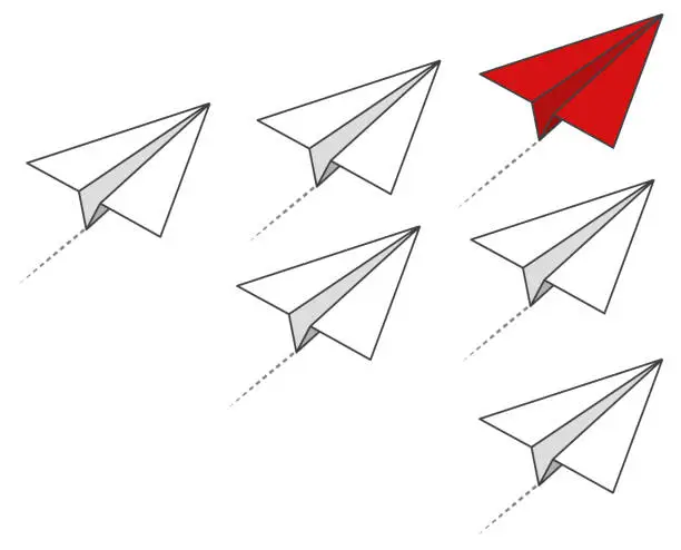 Vector illustration of team made of paper planes with team leadership