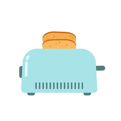 Kitchen toaster in cartoon style isolated on white background. Vector illustration