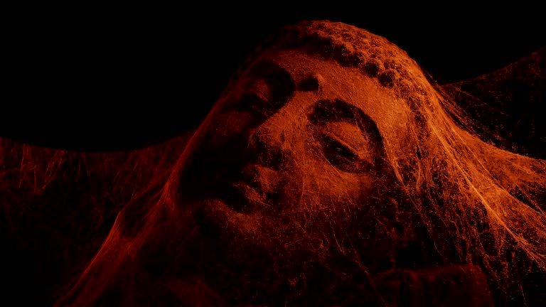 Ancient Buddha In Temple Covered In Cobwebs