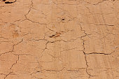 Background of great clay wall or brown ocher. Grunge rock texture Cracked ground texture in vintage style. Canyon rock.