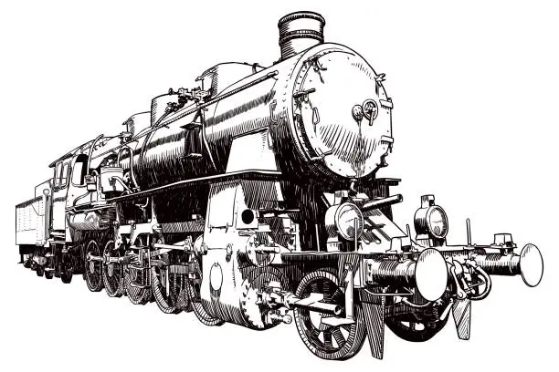 Vector illustration of Vector drawing of a locomotive