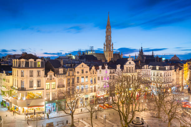 istock Brussels, Belgium plaza and skyline with the Town Hall 1267679785