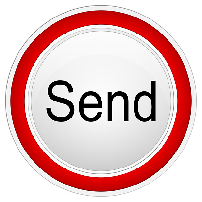 red send button on white background - illustration