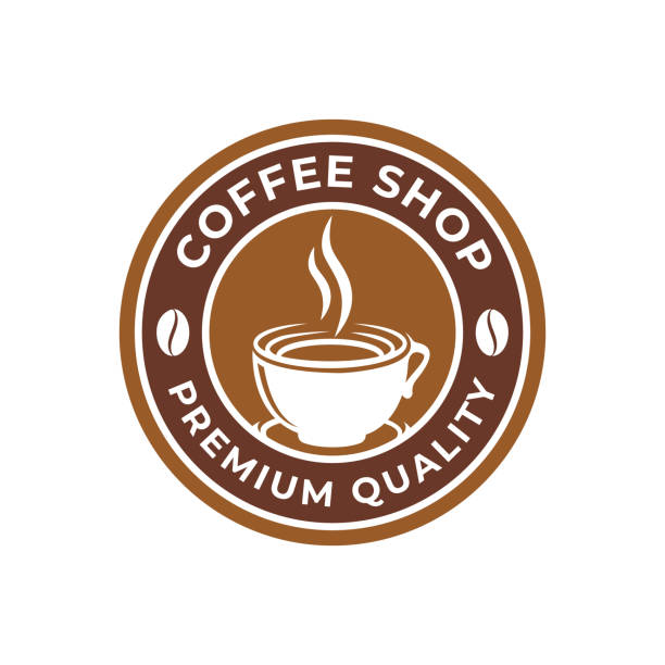 kaffee-logo-design-vektor-illustration. retro vintage kaffee logo vektor-design-konzept für café und restaurant emblem. coffee shop vektor-design für logo, symbol, etikett, abzeichen, zeichen und symbol. - coffee labels stock-grafiken, -clipart, -cartoons und -symbole