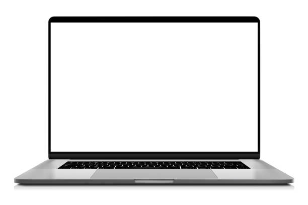 istock Laptop with blank screen silver color isolated on white background - super high detailed photorealistic 1267684056