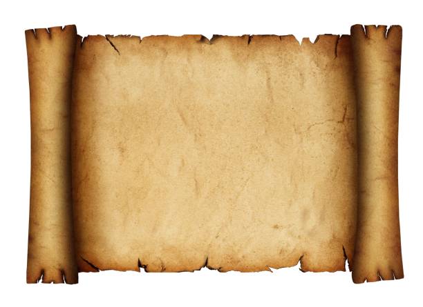 old antique paper parchment scroll over white - isolated isolated on white copy space antique imagens e fotografias de stock