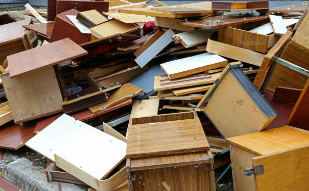istock Old broken wooden furniture on waste dump site 1267688841