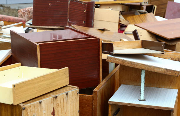 istock Old broken wooden furniture on waste dump site 1267688846