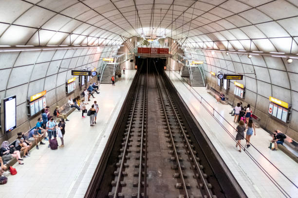 Modern design of a metro station in downtown Naples, Italy