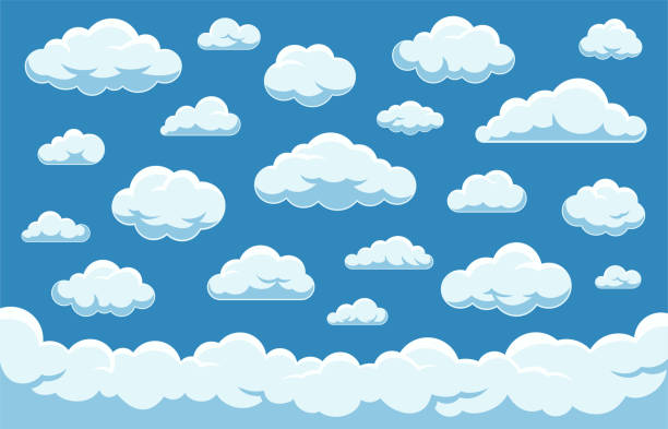 ilustraciones, imágenes clip art, dibujos animados e iconos de stock de conjunto de nubes - vector stock collection - nube