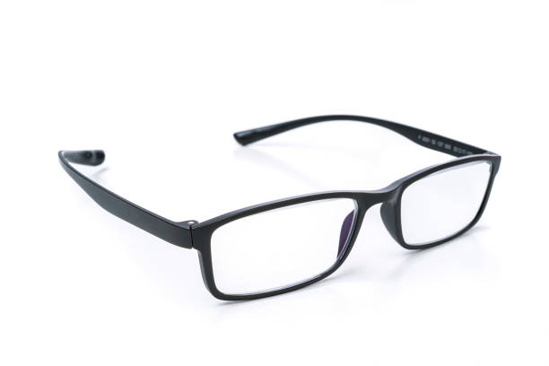 istock Black eyeglasses isolated on white background. Side view. 1267696991