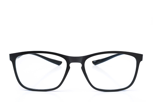 A pair of black glasses isolated on a white background