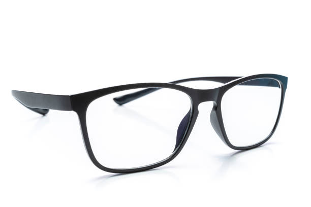 istock Black eyeglasses isolated on white background. Side view. 1267697011