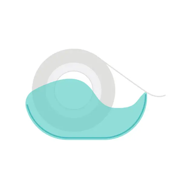 Vector illustration of Adhesive tape dispenser flat icon. Vector illustration isolated on background